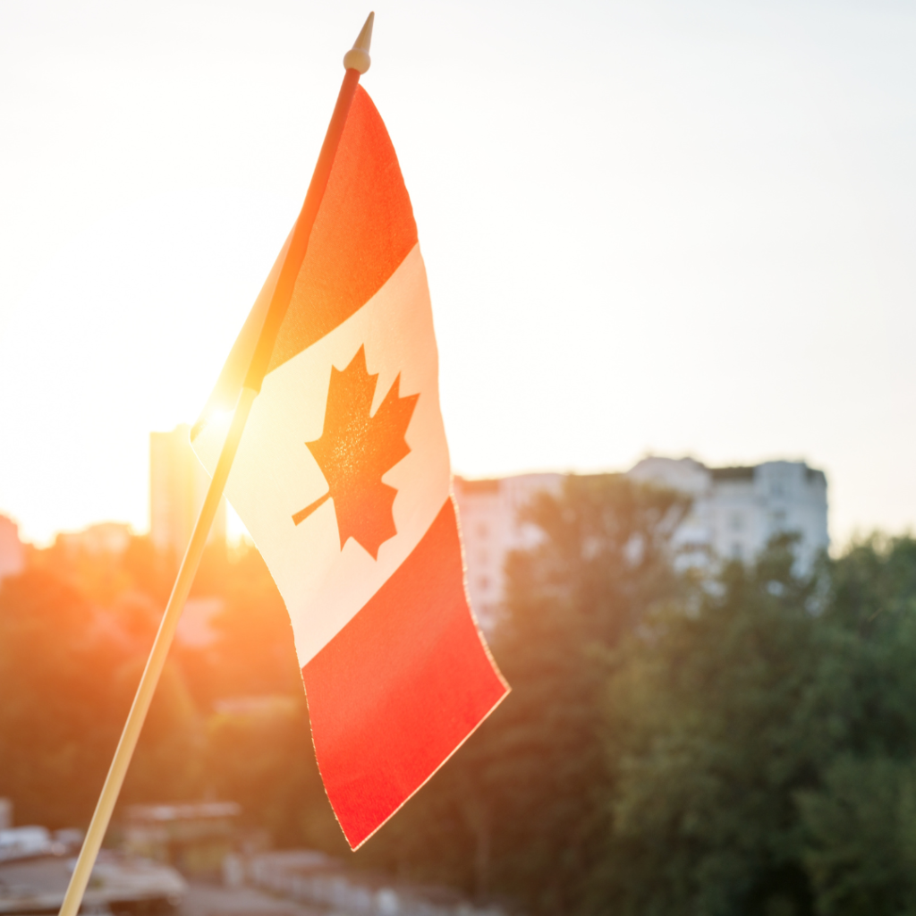 A Canada flag in the sunshine